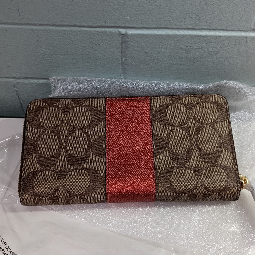 NWT coach wallet tan and red-orange
